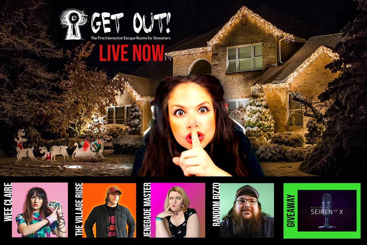 fairyliveshow's tweet photo. The #Christmas Escape is LIVE NOW on #twitch 

@weeclaire @TheVillageRuse @JenegadeMastery and @RandomBizzo will try to Escape! 

Will the chat let them go?

🔥 Join the Interactive Escape Rooms for #Streamers at https://t.co/6PpYpxkCPt 

@TwitchUKI @Razer @SneakEnergy https://t.co/puDexdTQ9M