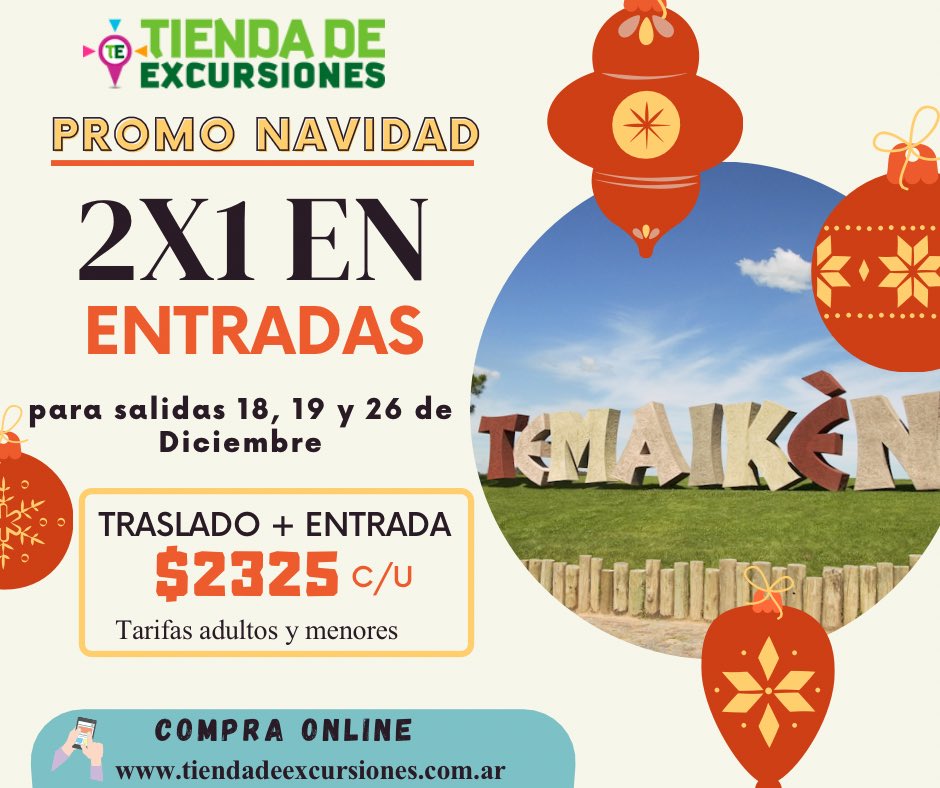 AdrogueBusTuris's tweet photo. 🎄PROMO NAVIDAD🎄
🙌2X1 a Temaiken paquete con entrada 
🚐Exclusivo para salidas: 18, 19 y 26 de Diciembre
❗CUPOS LIMITADOS❗
📲Compra AHORA tu lugar ingresando a https://t.co/3ZQuXrthHr https://t.co/spDHlJfjFS