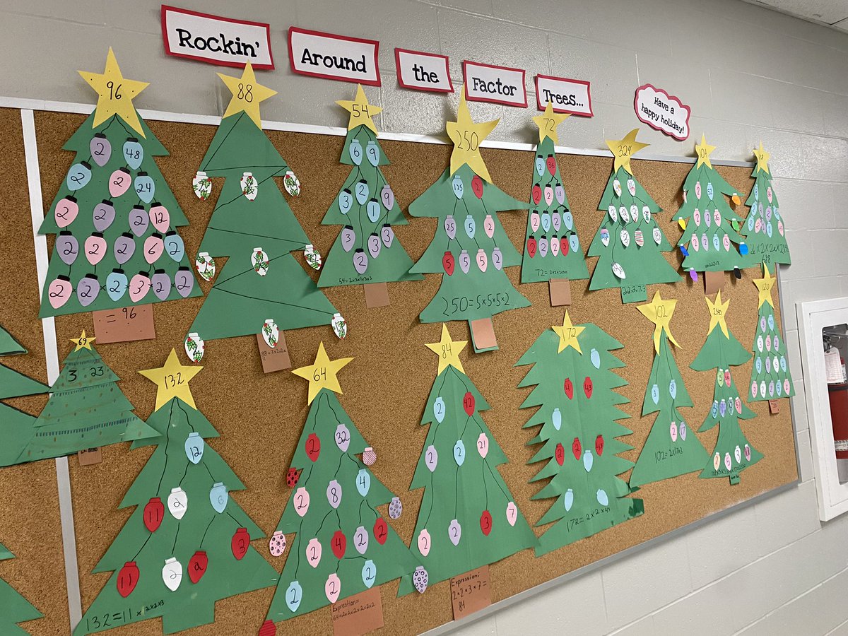 MissDelorme1's tweet photo. Rockinโ around the Factor Treesโฆ #ocsbMath #MathCraft #JERPride https://t.co/0JuWOKWgCL