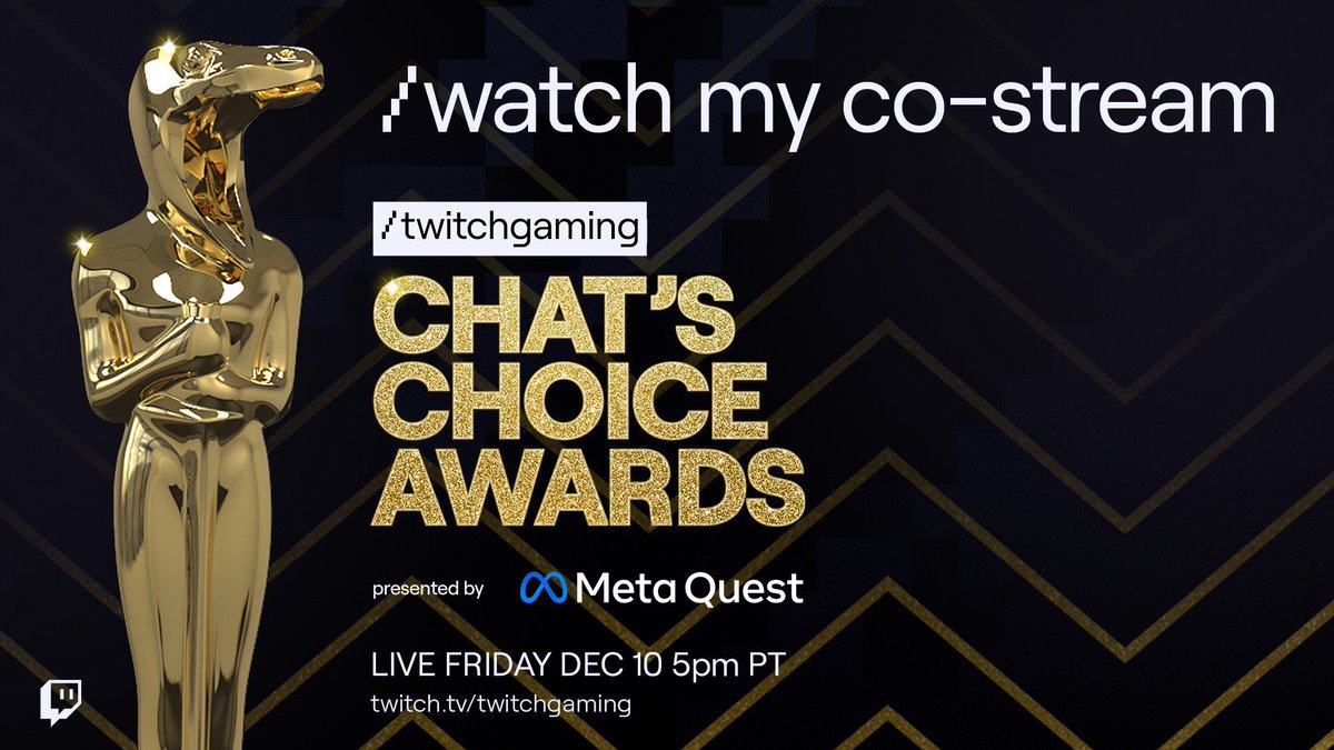 Going to be co-streaming the <a href="/Twitch/">Twitch</a> chat’s choice awards at 5 pm pst! See you all there!