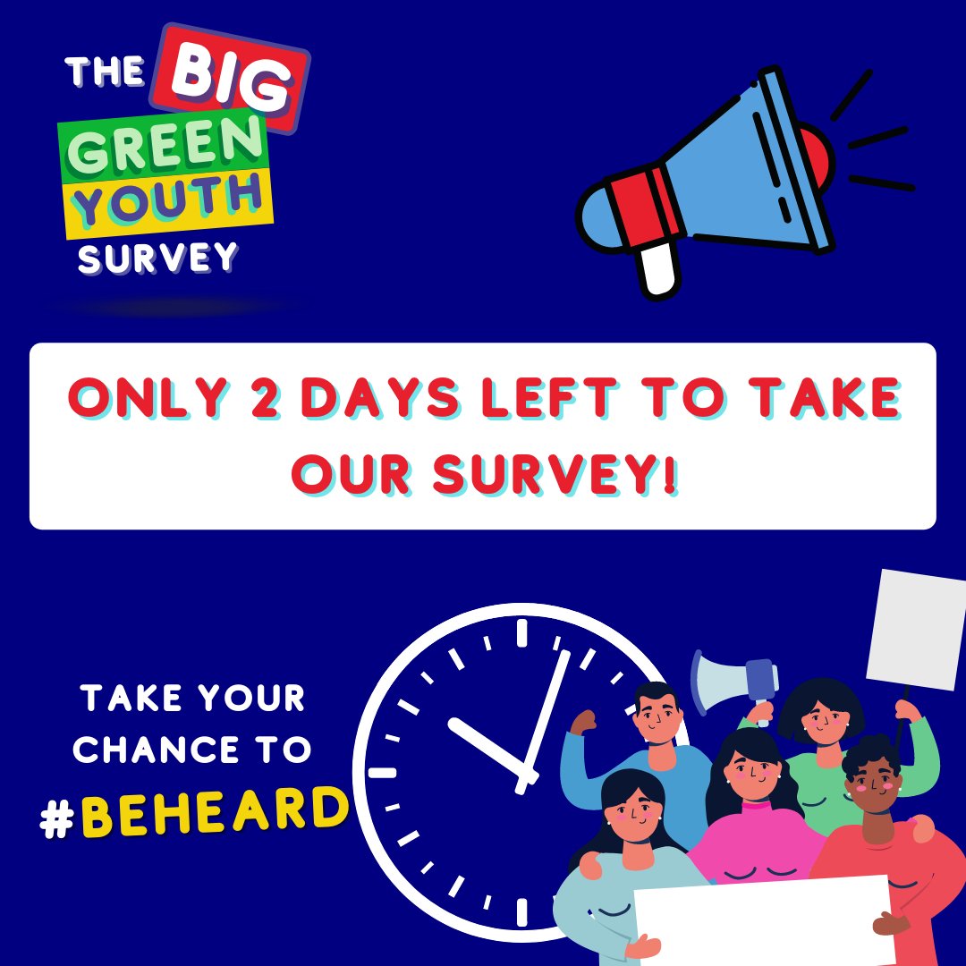 Our Big Green Youth Survey is coming to a close at midnight on Sunday the 12th December! But there is still time to #BeHeard on your #climatechange concerns! 

All you need is this link and 10 spare minutes 💚 : studentsforglobalhealth.org/2021/09/23/the…
#COP26Glasgow