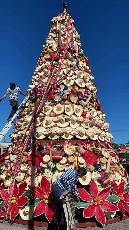 XEVATabasco's tweet image. #OrgulloChoco | En el municipio de #Nacajuca instalaron un árbol de #Navidad con productos creados por artesanos a base de tejidos de fibra natural, como bolsos, sombreros y abanicos.