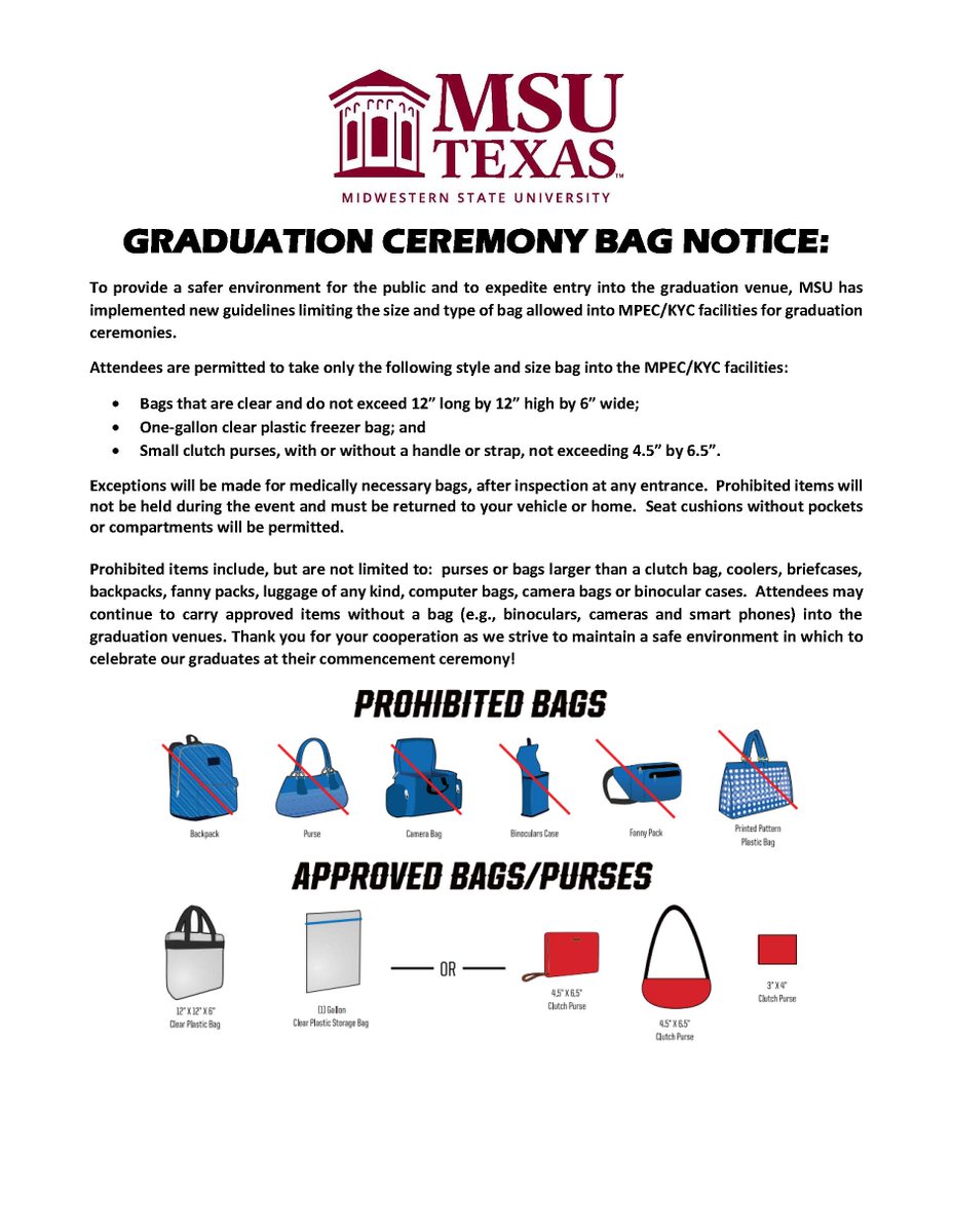 wfmpec's tweet photo. @MSUTexas graduates, family members, and guests, please be aware of the current parking situation due to construction and share with others. Please refer to the parking map and MSU's clear bag notice below.

Saturday, Dec 11th, 2021
Doors open at 8:30 AM
Ceremony starts at 10 AM https://t.co/772mQCDQlJ
