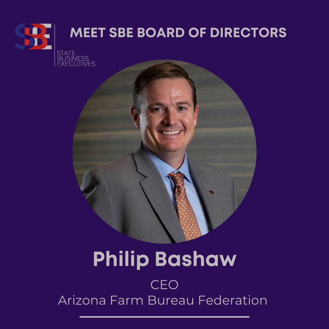StateBizExecs's tweet photo. Meet our newest SBE Board Member, Philip Bashaw, #CEO of Arizona Farm Bureau Federation @azfb. Philip comes with years of #agriculture, public policy, and #leadership experience, and we are excited to have him join the #team! https://t.co/4xgQ8IrXTd