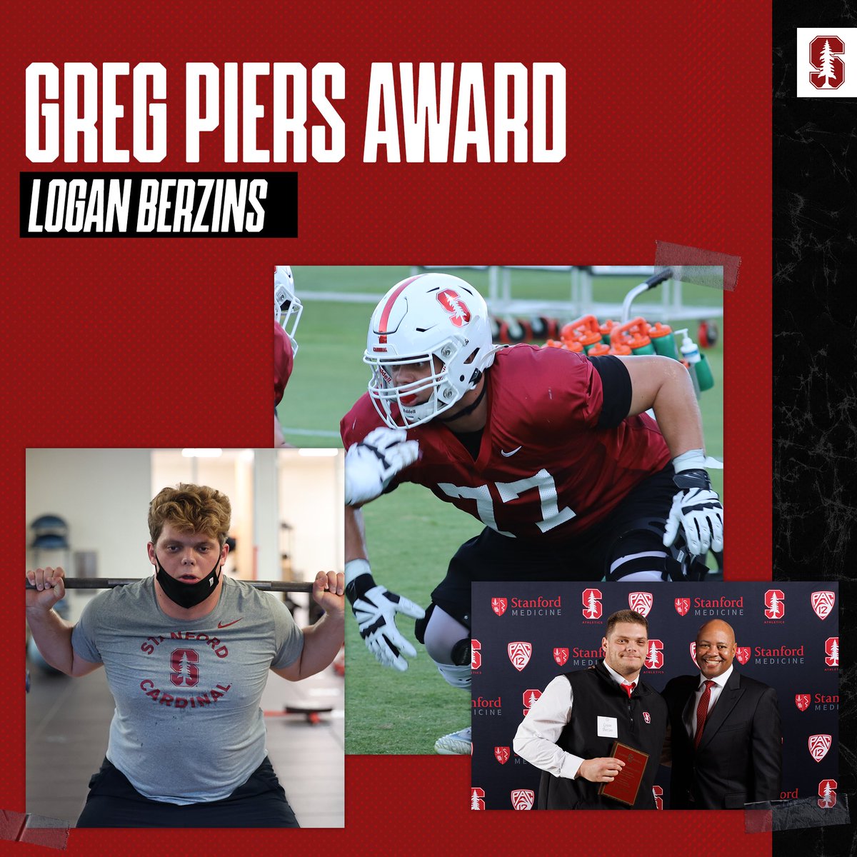 StanfordFball's tweet photo. Our Greg Piers Award winners as our Scout Team Players of the Year: Logan Berzins (offense), Ese Dubre (defense) and David Kasemervisz (special teams). 

Thank you for all of your contributions this season, @B2020Logan, @EseDubre and @DKasemervisz!

#GoStanford https://t.co/mYCyR4Itxu