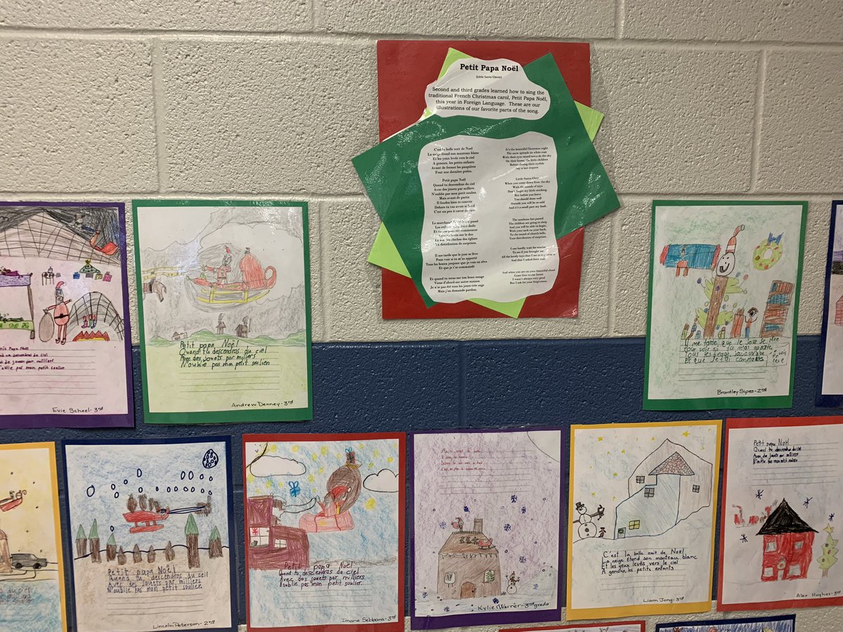 Elementary Foreign Language is getting festive! Kindergarten-3rd graders learned popular French carols and illustrated their favorite parts of the song 🇫🇷🎁🎄<a href="/merrolhydehawks/">Merrol Hyde Magnet</a>
