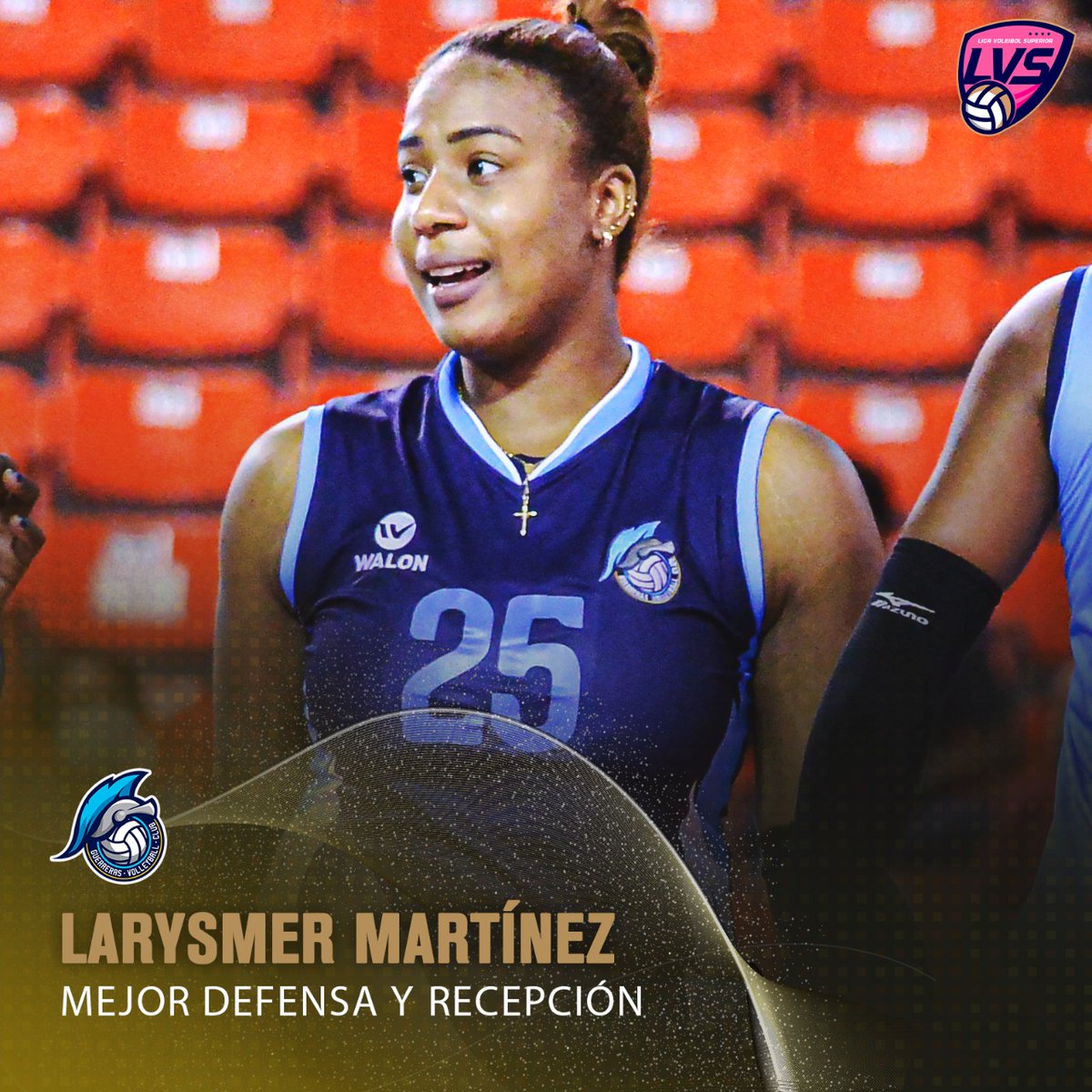 Larysmer Martínez, de #GuerrerasVC, ha obtenido los méritos como la MEJOR DEFENSA y MEJOR RECEPCIÓN del torneo 2021 de la Liga de Voleibol Superior (LVS). ¡Felicidades guerrera! #LVS2021 #VolvioLaLiga #VoleibolDominicano #LVSFemenino #PremiosLVS
