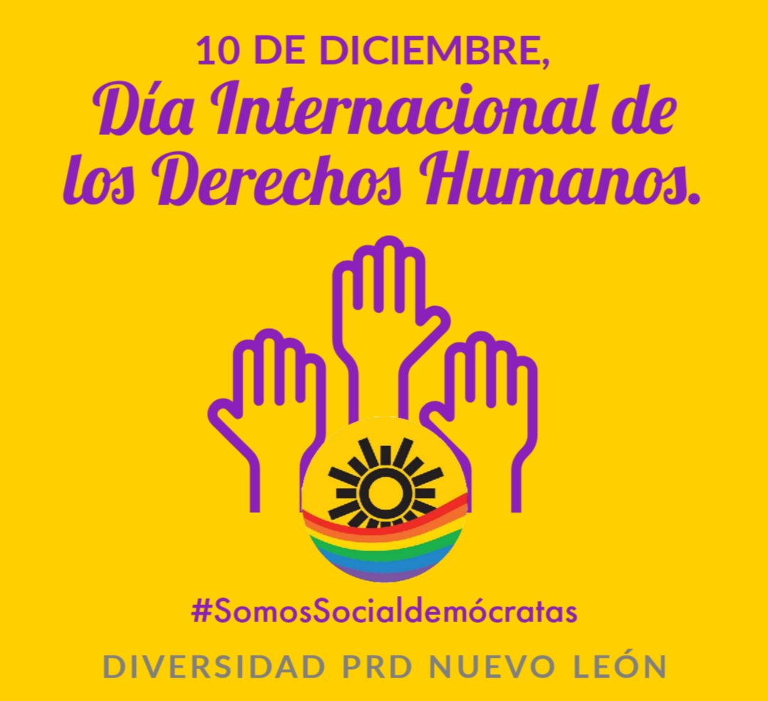 DiversidadPRDNL's tweet photo. La defensa de los #DerechosHumanos es una de nuestras causas. #SomosSocialDemócratas
#SomosPRD https://t.co/Vk5SOi4pPY