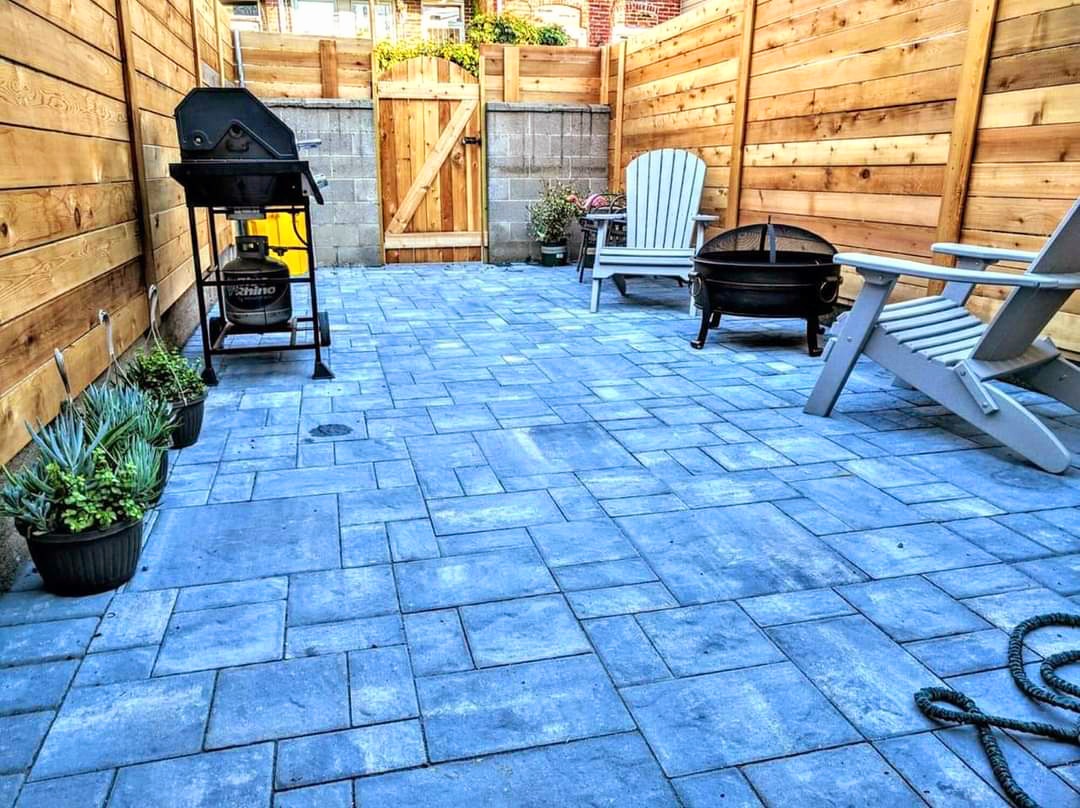 Montauk Blue Ledgestone 3 piece design pavers 💙 #LocustPoint #Baltimore