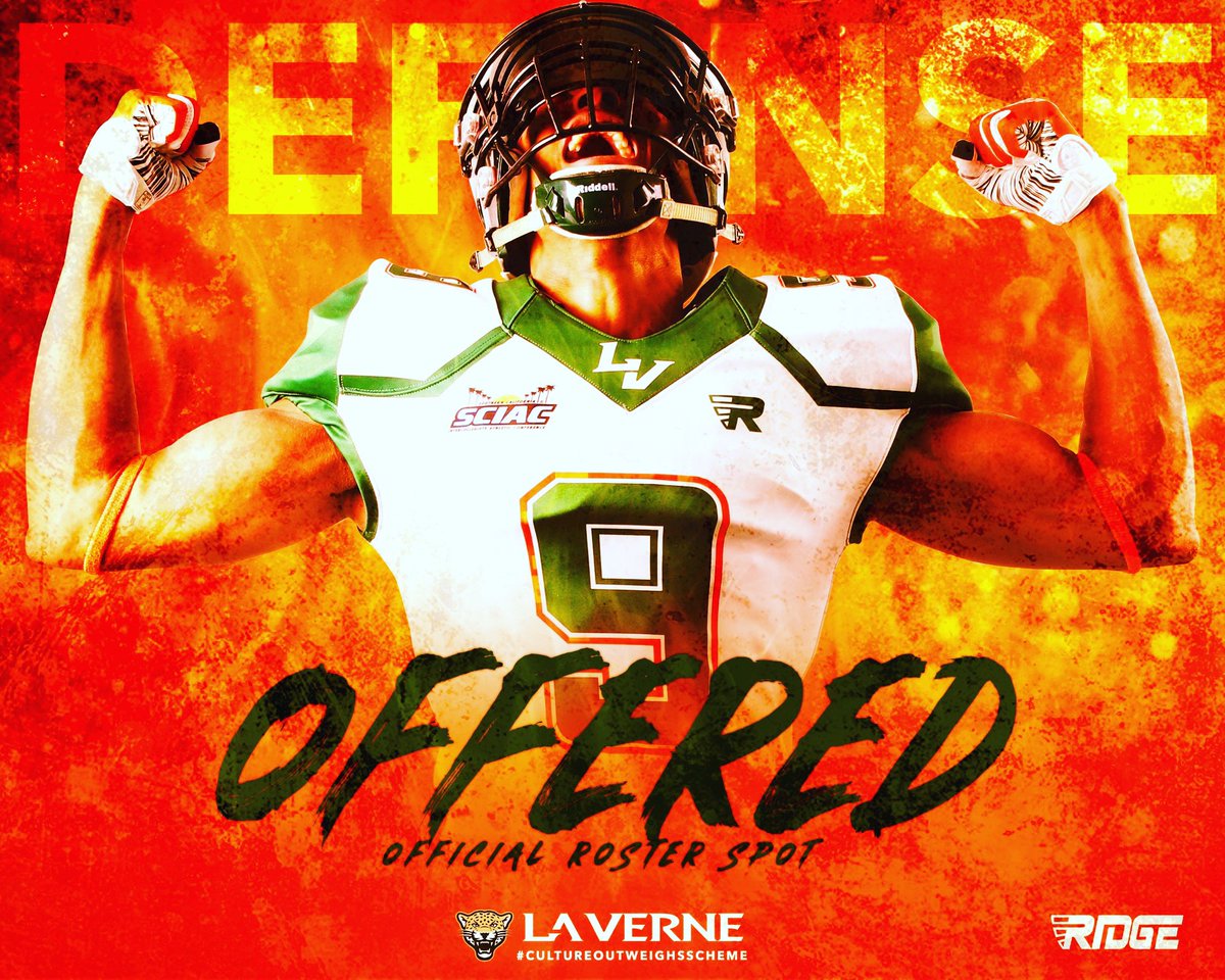 JRUCKUS14's tweet photo. Very blessed to announce after a great talk with @CoachKrich , I have received my first offer to the University of La Verne! @MCPFootball @coach_dschuster @LJ_Reyna @BrandonHuffman @adamgorney @RecruitsSocal @coachkeith_1k @KSBYSports @NickWilsonTrib @JBaileySMSports @ThePrepSN https://t.co/MOZhHFP3uc
