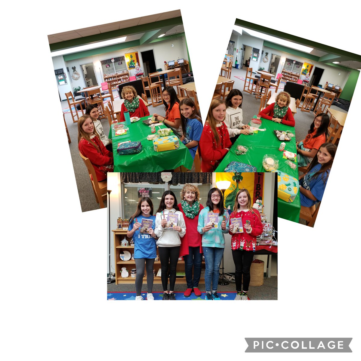 DIS PTO Auction winner &amp; 3 friends enjoy Lunch in the Library including candy canes, a festive dessert &amp; a brand new book <a href="/DurhamLibraryTX/">DurhamLibrarytx</a> @DonDurhamSLC <a href="/CISDLibraries/">CISD Libraries</a> <a href="/Carrollisd/">Carroll ISD</a>