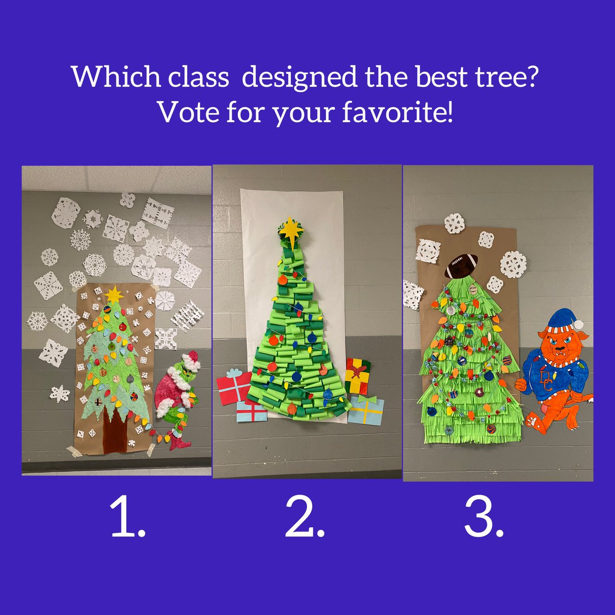dchsart's tweet image. Mrs. Hedge’s Visual Art I classes competed to create the best tree. All of them are creative &amp;amp; unique! Comment with your vote for the winner! 🎄💙🧡 @DCcougarnation