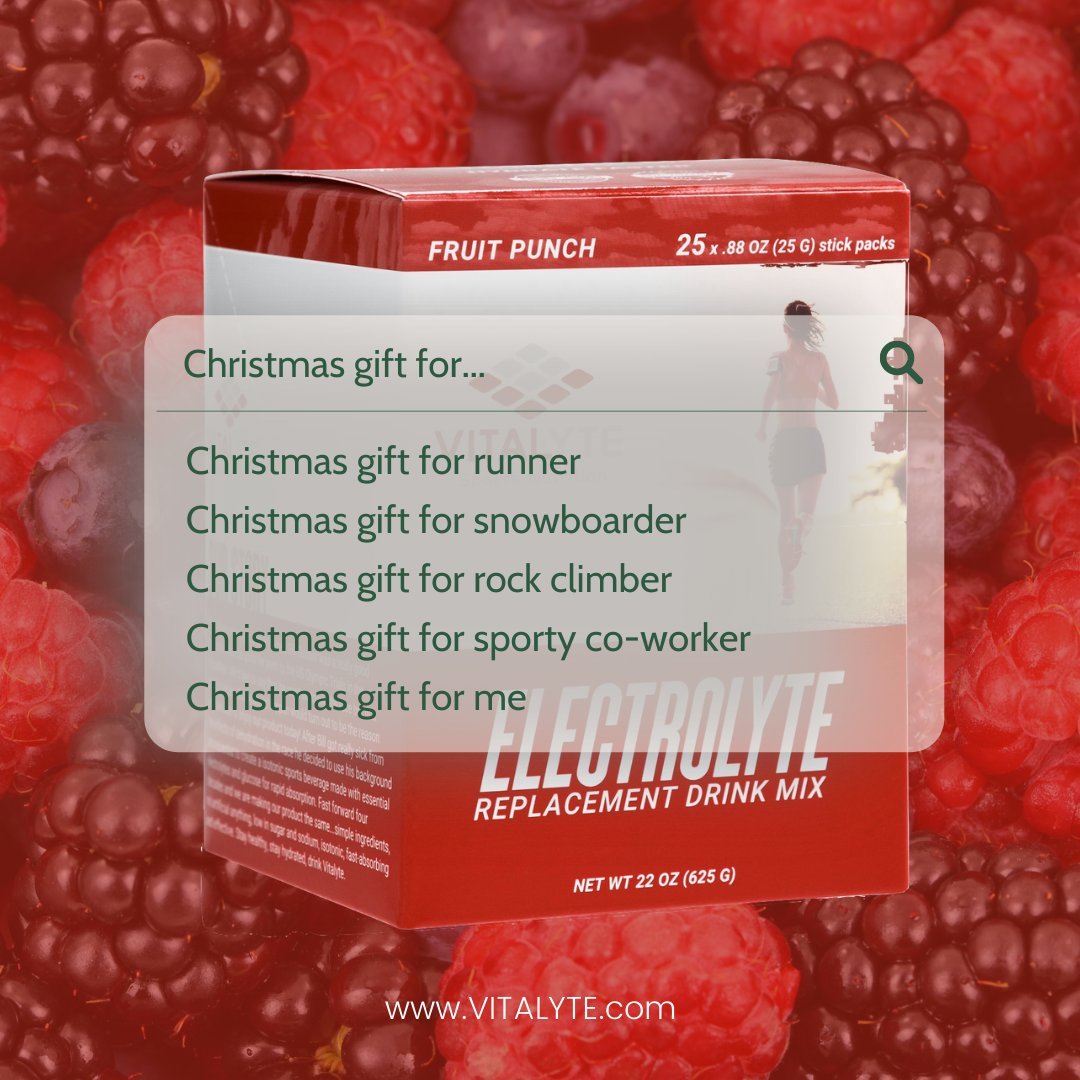 Who is on your list this year?
🎅
Our 25 pack of on-the-go single serving sticks make perfect stocking stuffers for just about anyone on your list. 
🎄
In stock for the holidays and shipping straight from San Diego. Stick a couple of bags of Vitalyte under the tree this year!
🎁