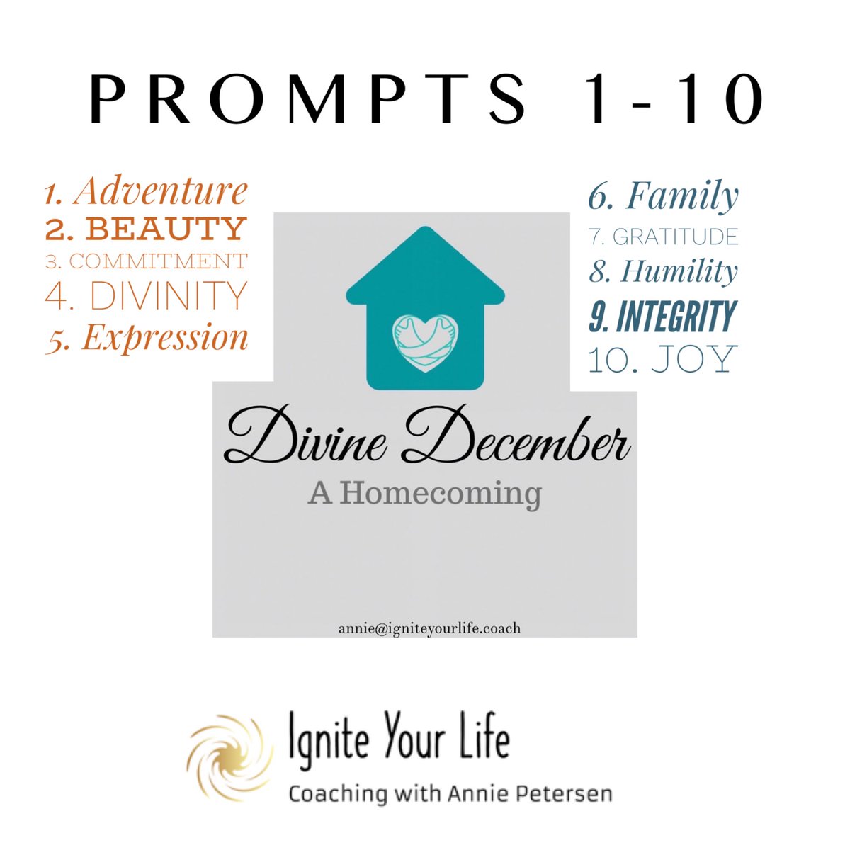 IgniteWithAnnie's tweet photo. The prompt today is JOY!
Here are the prompts for the month so far. #Sober #DivineDecember https://t.co/au4hgQ2rH1