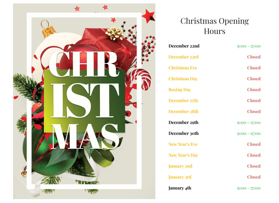 Our Christmas opening hours are below, we will still be checking emails during this period and preparing any ongoing orders for despatch.  #merrychristmas #openinghours #customprinting