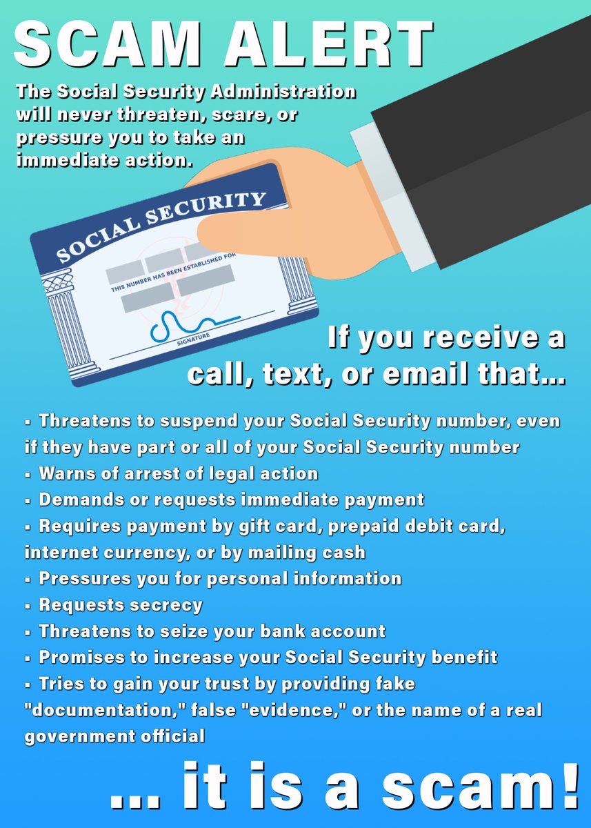 Social Security related scams are on the rise! Be careful out there!