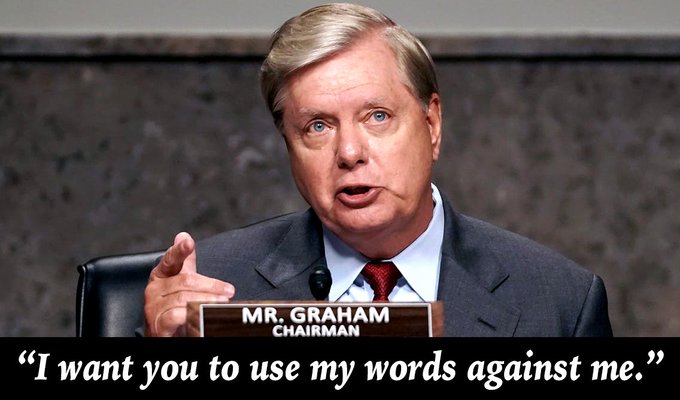 FactsATruth's tweet photo. Can you believe, Lindsey Graham just threatened Republican senators at a lunch that if they voted to raise the debt ceiling that Trump would be coming after them.
@LindseyGrahamSC is an ass-licker --no different than Trump.
He speaks from his both mouth.
#VoteLindseyGrahamOut https://t.co/TuJ0dJNbbV
