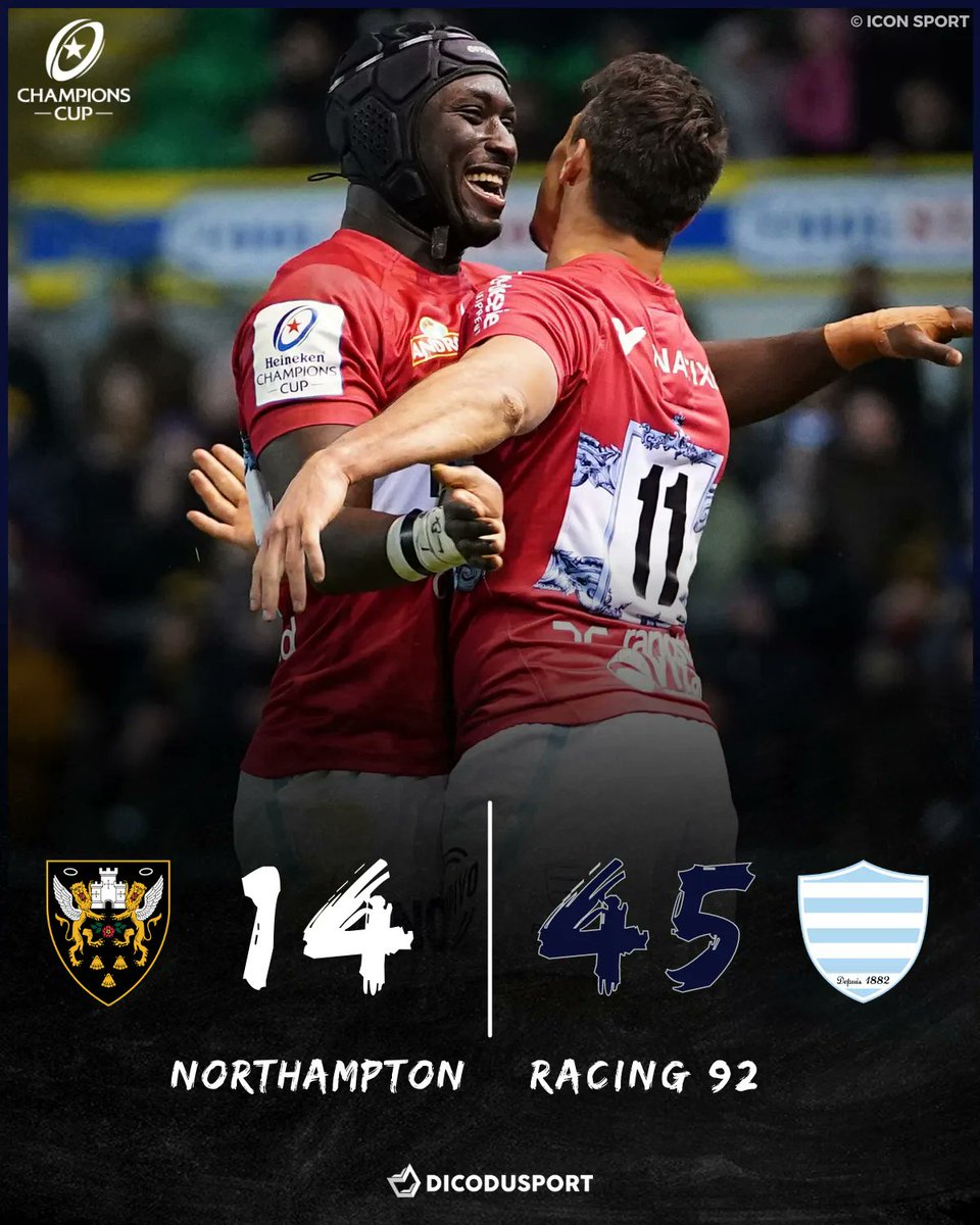 dicodusport's tweet photo. 🔵⚪ Le Racing 92 débute parfaitement sa campagne européenne en dominant largement Northampton en Angleterre 💪 #NORR92 #HeinekenChampionsCup https://t.co/a5i8qgu9v7