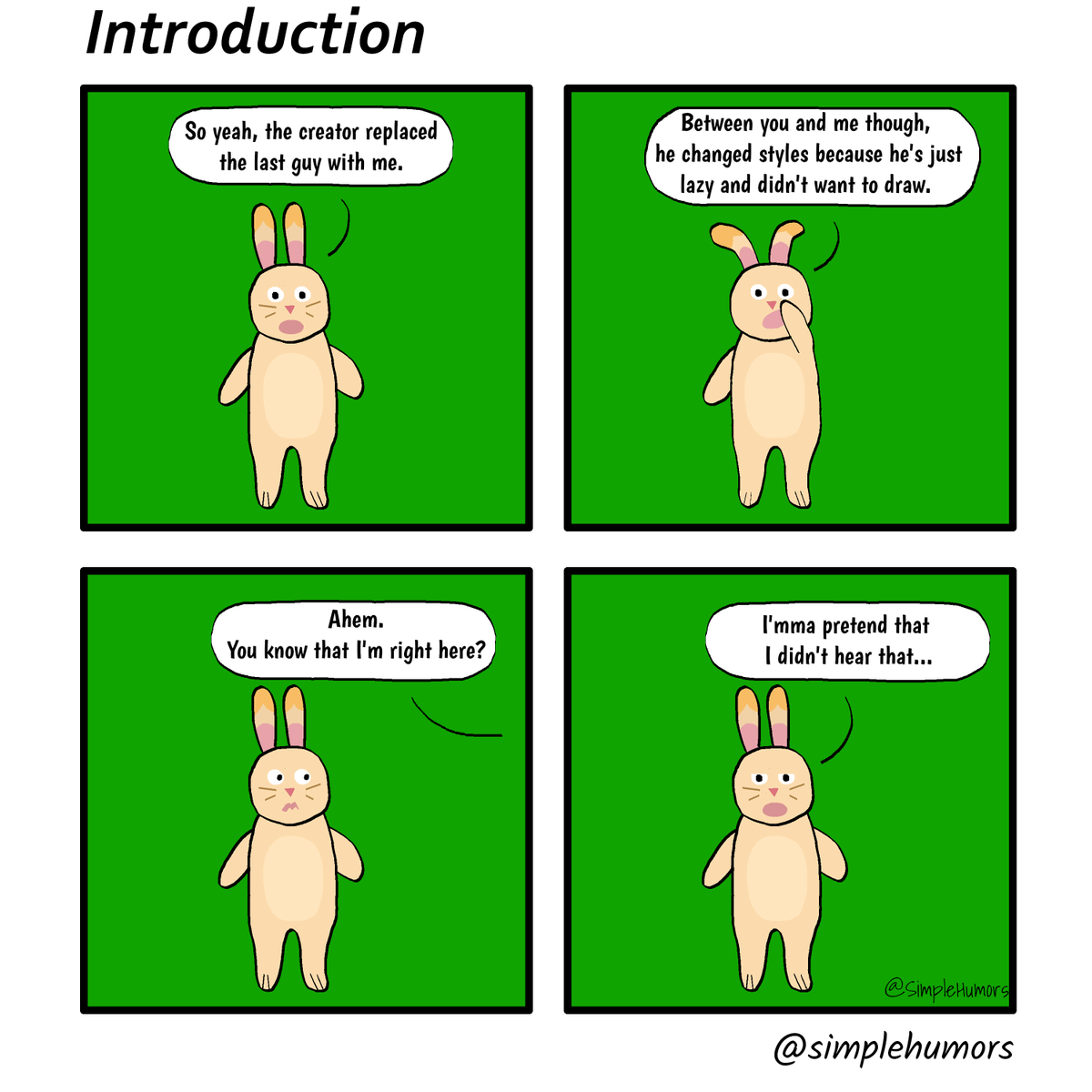 SimpleHumors's tweet photo. Long time no see folks 😊! Hope you all have been doing well these past few months during my absence.

As you can see, I've changed my characters and a bit of my style. I hope that this helps increase the flow of comics and also the enjoyability! 

#SimpleHumors #animalcomic https://t.co/sHSf7Mq3RS
