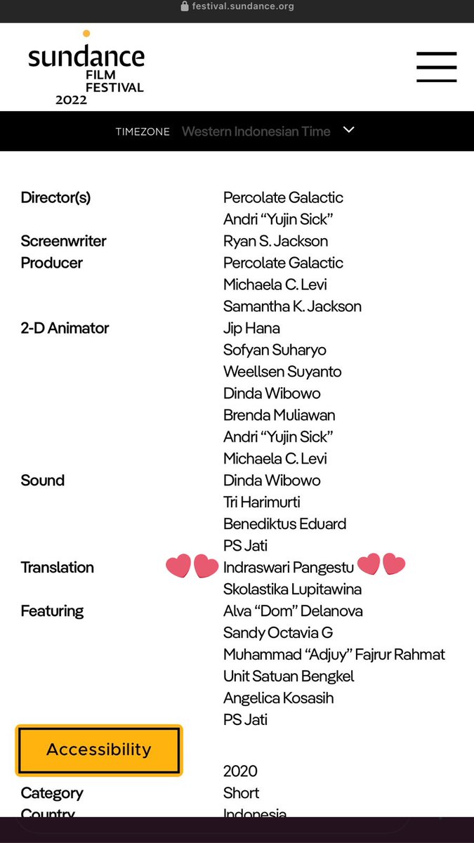 eggu_lectic's tweet photo. GM from Sundance Film Festival 2022!

Happy to be part of the squad @PercoGalactic - and congrats team for being officially selected!

I helped with the Indonesian translation/screenplay. Your egg-nby is on the Sundance page 🥺🤧😭🌼💖 https://t.co/BOiQo5x5hF