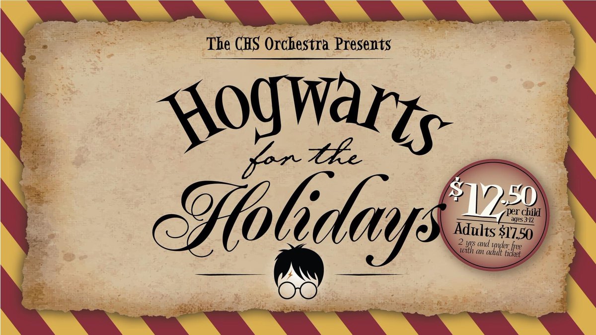 CHSDragonOrch's tweet photo. READY FOR HOGWARTS FOR THE HOLIDAYS?!! If you did not receive a confirmation email with your ticket, your name will be on a call list at your session. WELCOME TO HOGWARTS!!! https://t.co/ZPSFl4eAiT https://t.co/Zjp50QOqM4