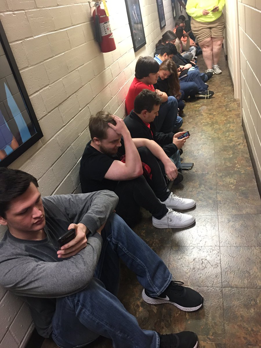 davis_diana's tweet photo. We’re having to take shelter at @Region8News. First time ever for me at the tv station. @arwx #tornadocoverage https://t.co/aOHSUt18Ns