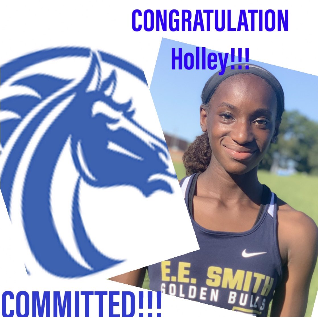 EESmithXCTF1's tweet photo. Congratulations to Senior Holley Johnson @HolleyJ19 for her commitment to @FSUBroncos Giving special thanks to the FSU Track and Field Coaching Staff and administration. We are super proud of you! @910Preps @NCRunners @eesmithhigh @EESHSCounseling @coach_raymond https://t.co/wQnopGEb20