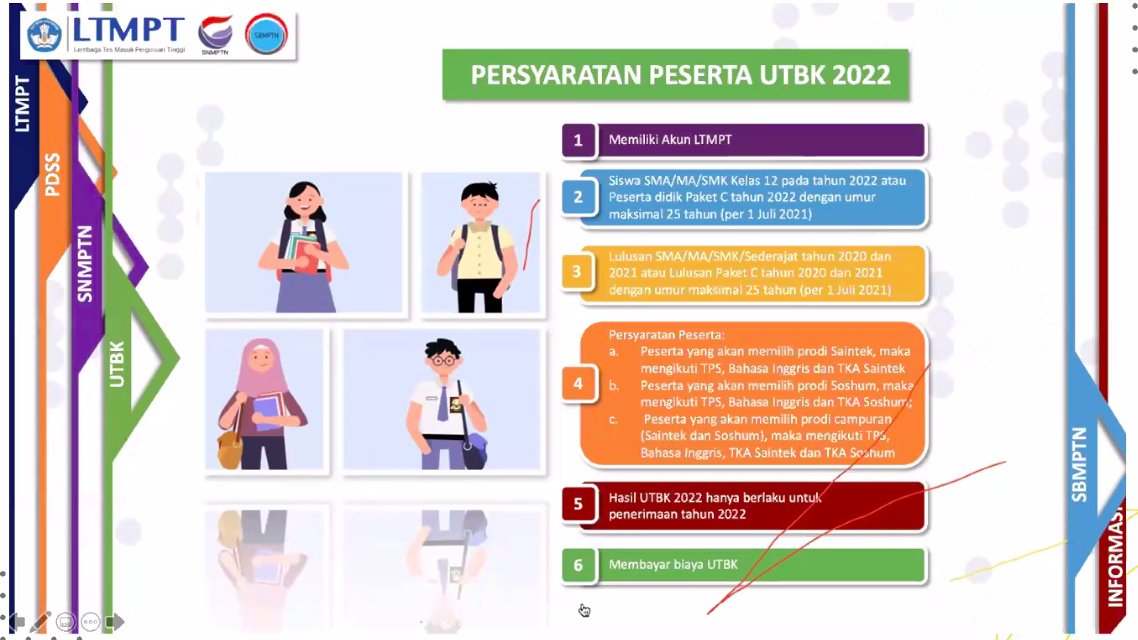 UTBK 2022

1. Tes bahasa Inggris terpisah
2. Gelombang I: 17—23 Mei 2022; gelombang II: 28 Mei—3 Juni 2022

Sumber: sosialisasi Humas UI pada <a href="/BKUI_Official/">Bedah Kampus UI 2025</a>, 11 Desember 2022