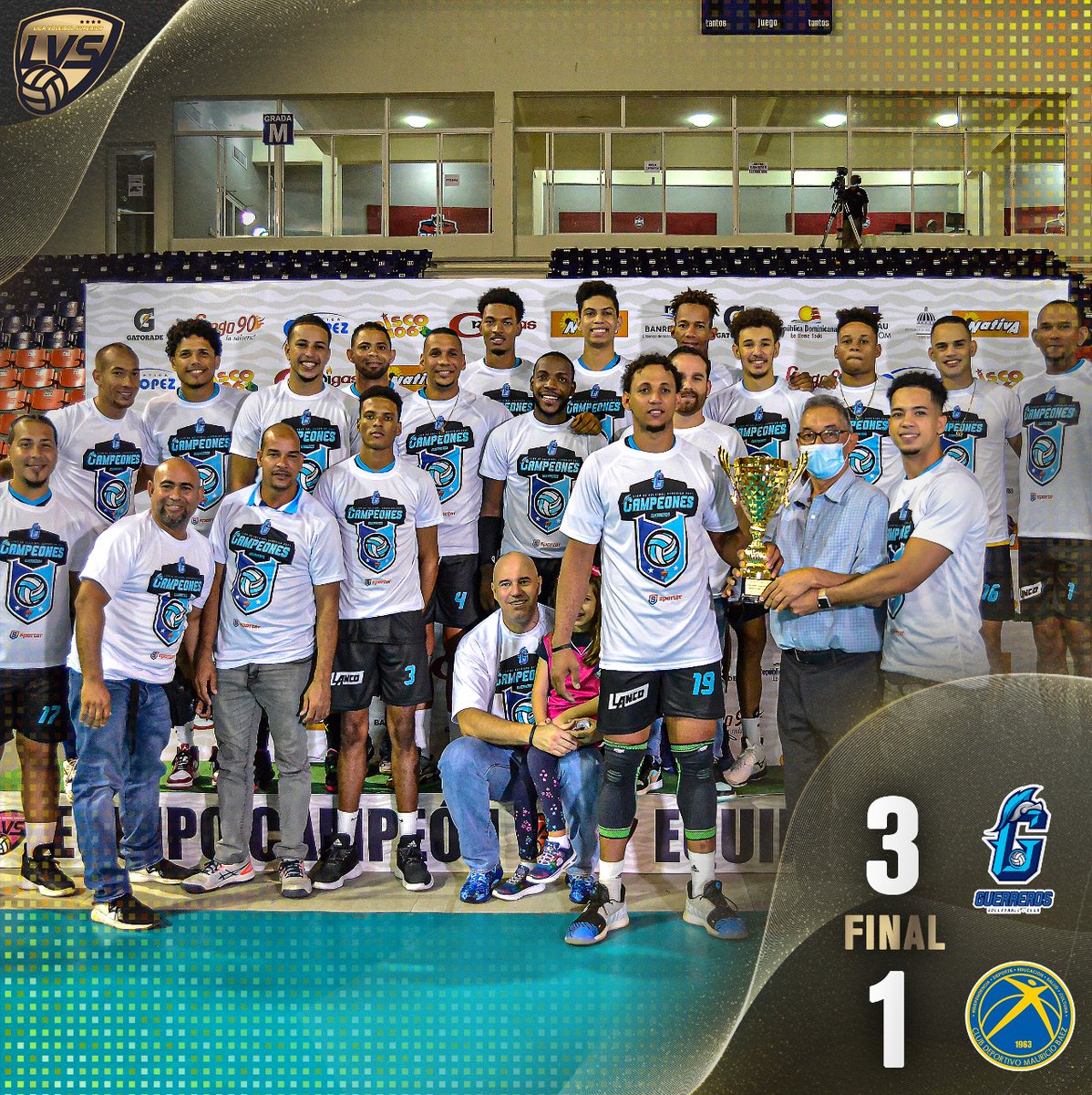 "TENEMOS CAMPEONES"
El equipo de <a href="/GuerrerasVC/">Guerreras Volleyball Club</a> se consagran como campeones de la Liga de Voleibol Superior.

¡Felicidades #GuerrerosVC!

#LVS2021 #VolvioLaLiga #VoleibolDominicano #LVSMasculino #FinalLVS