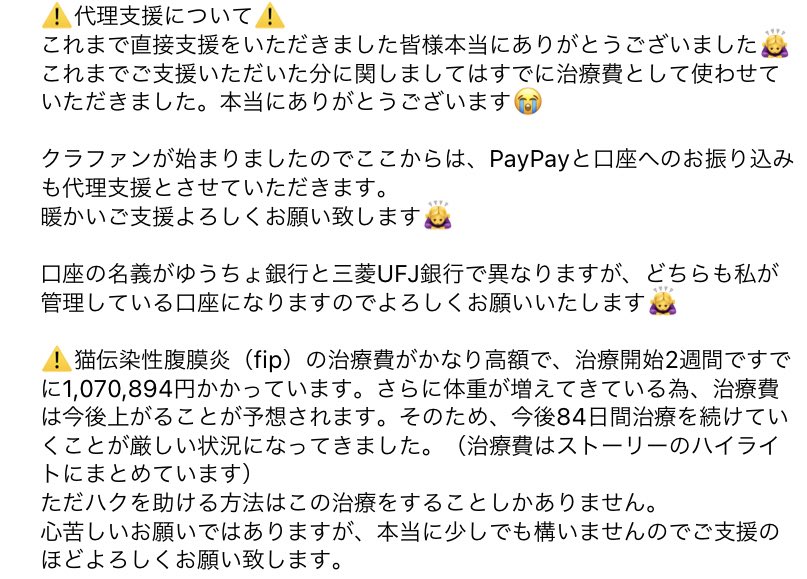0527_haku's tweet photo. 経過観察3日目🍀

クラウドファンディング残り5日
⚠️目標金額を達成しないと支援金を受け取ることができません⚠️
どうかご支援、ご協力宜しくお願い致します🙏

#fip #猫伝染性腹膜炎 #猫好きさんと繋がりたい #猫  #猫のいる幸せ　#猫のいる暮らし　#クラウドファンディング　#拡散希望 https://t.co/TFcTln84AV