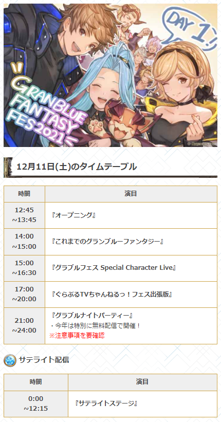 グラブル攻略 Gamewith グラブルフェス21 サテライト配信は12 10まで 12 45 オープニング開始予定 12 10 イベントヒストリー グラパスのlive機能からコメントかスタンプ投稿でグラパスpt確保もお見逃しなく 1日目の新情報 発表内容はこちらで