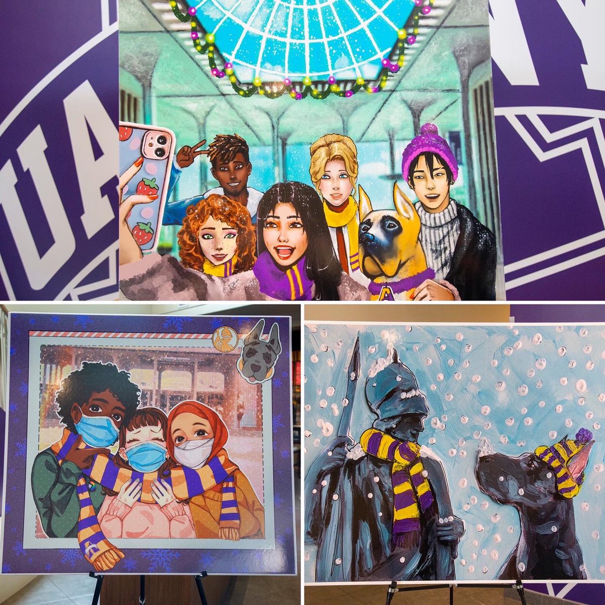 MikeChristakis's tweet photo. Today, we unveiled the three finalists for this year’s @UAlbany holiday card contest — our fourth annual — and the winner, Morseda Akter’s “Podium selfie.”

Morseda’s winning design will be used as #UAlbany’s official 2021 holiday card! 

Congratulations to our three finalists! https://t.co/ECzxouy9Pi