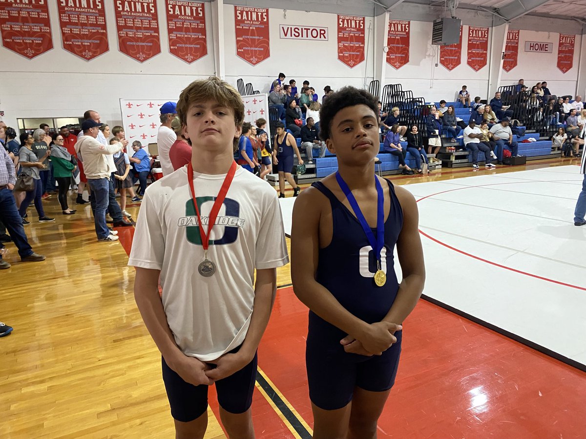 OakOwlsSports's tweet photo. Middle school wrestlers competed today at First Baptist Academy. Isaac wins gold, JD takes silver, &amp; Devin and Brandt bring home bronze. Way to go guys! https://t.co/ntVb33dSMx