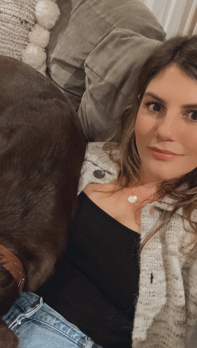 lololaverty's tweet photo. Just vibing with an 80 lb dog on my chest https://t.co/kfHWienIeo