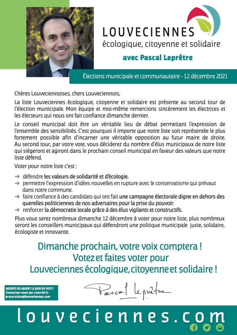Louveciennes78's tweet photo. VOTER POUR NOTRE LISTE DIMANCHE, C'EST :
-> défendre les valeurs de solidarité et d'écologie 
-> élire des candidats qui ont fait une campagne digne contrairement à nos adversaires 
-> renforcer la démocratie locale avec des élus vigilants et constructifs

ON COMPTE SUR VOUS ! https://t.co/pydLaaWu5b