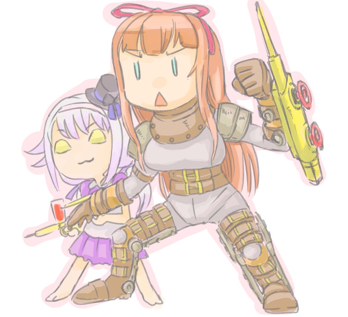 「ビックシスターちえりとリトルピノ

#ちぇり絵 
#ピノの自由帳 」|じゃばのイラスト