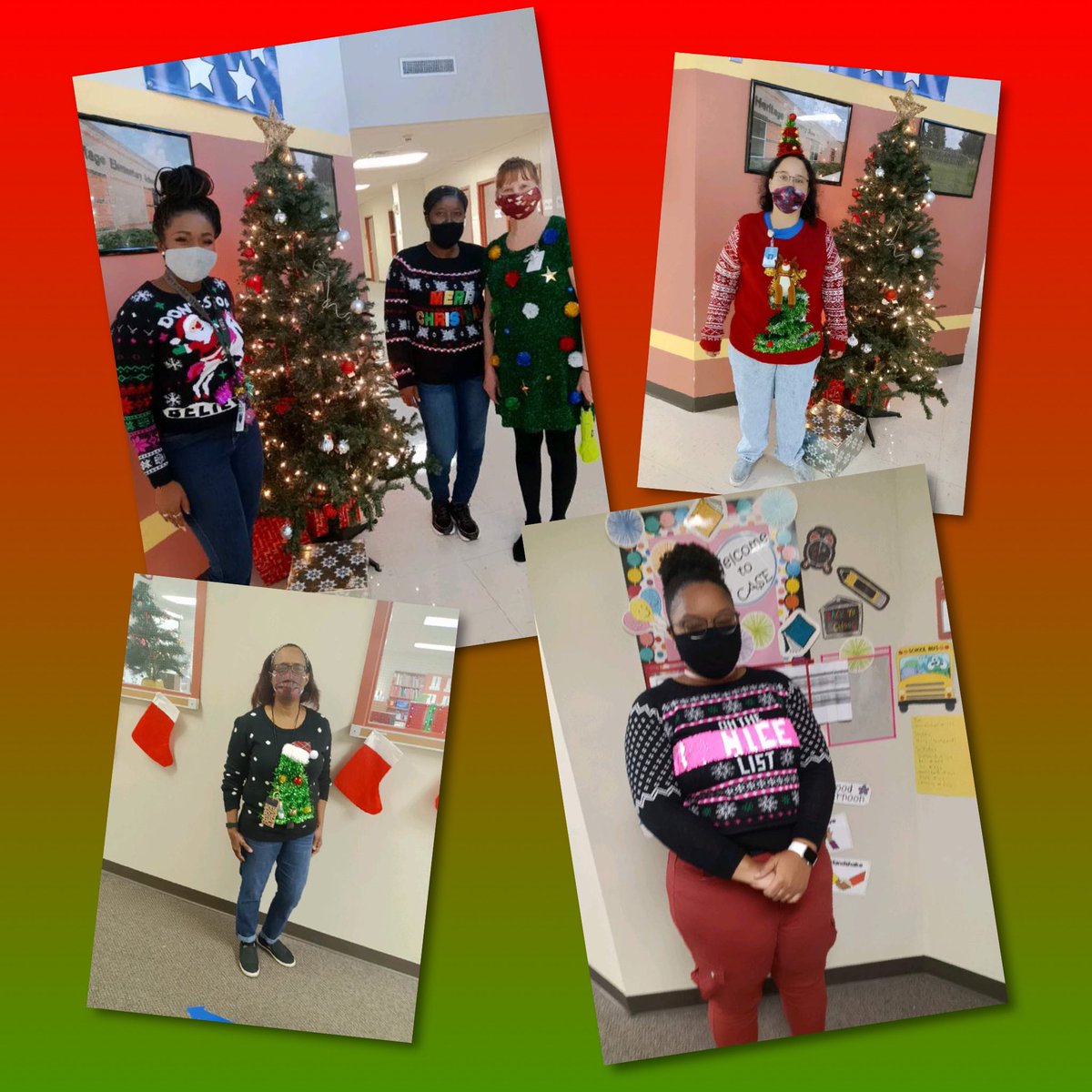 DrTrennRussell's tweet photo. We were rocking our Ugly Christmas Sweaters @HeritageElemen1. Who knew ugly looked so good! @SpringISD #UglySweaterSpring #greatstaff https://t.co/IjqVWZnluu