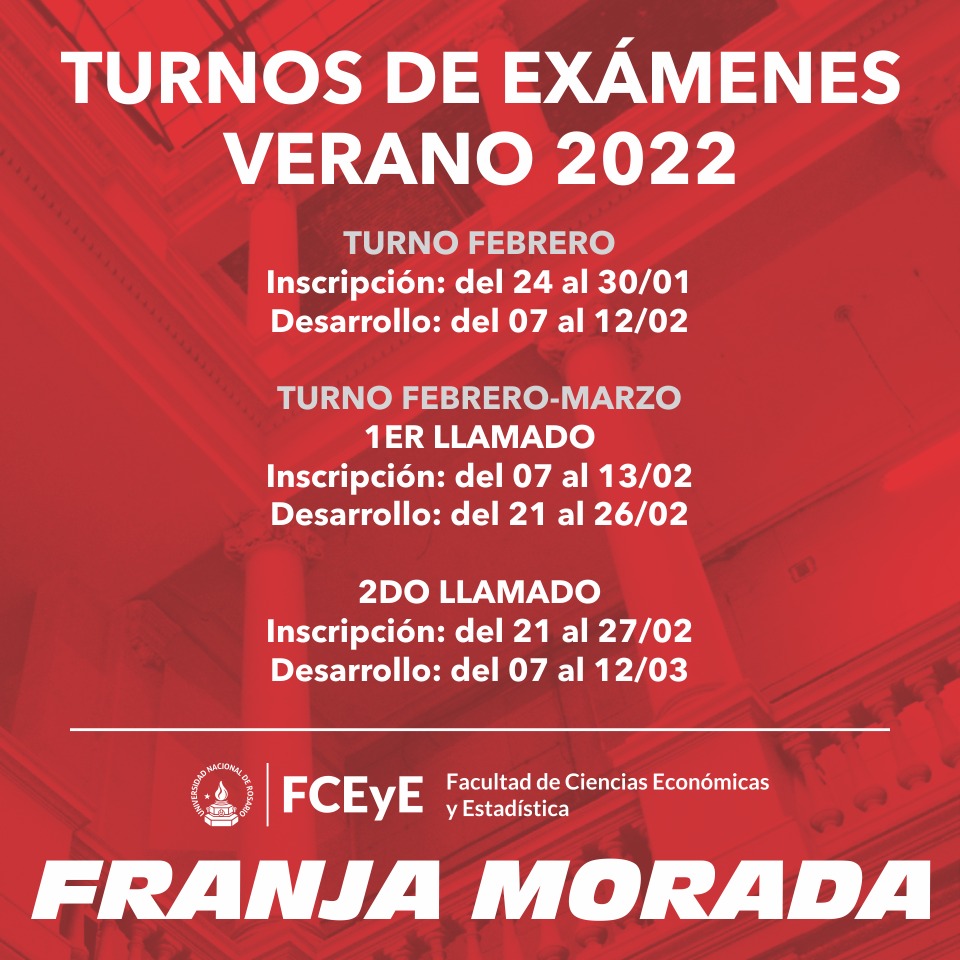 FranjaMoradaEco's tweet photo. TURNOS DE EXAMENES 2022 PARA LAA 5 CARRERAS https://t.co/0JV2hqVLoz