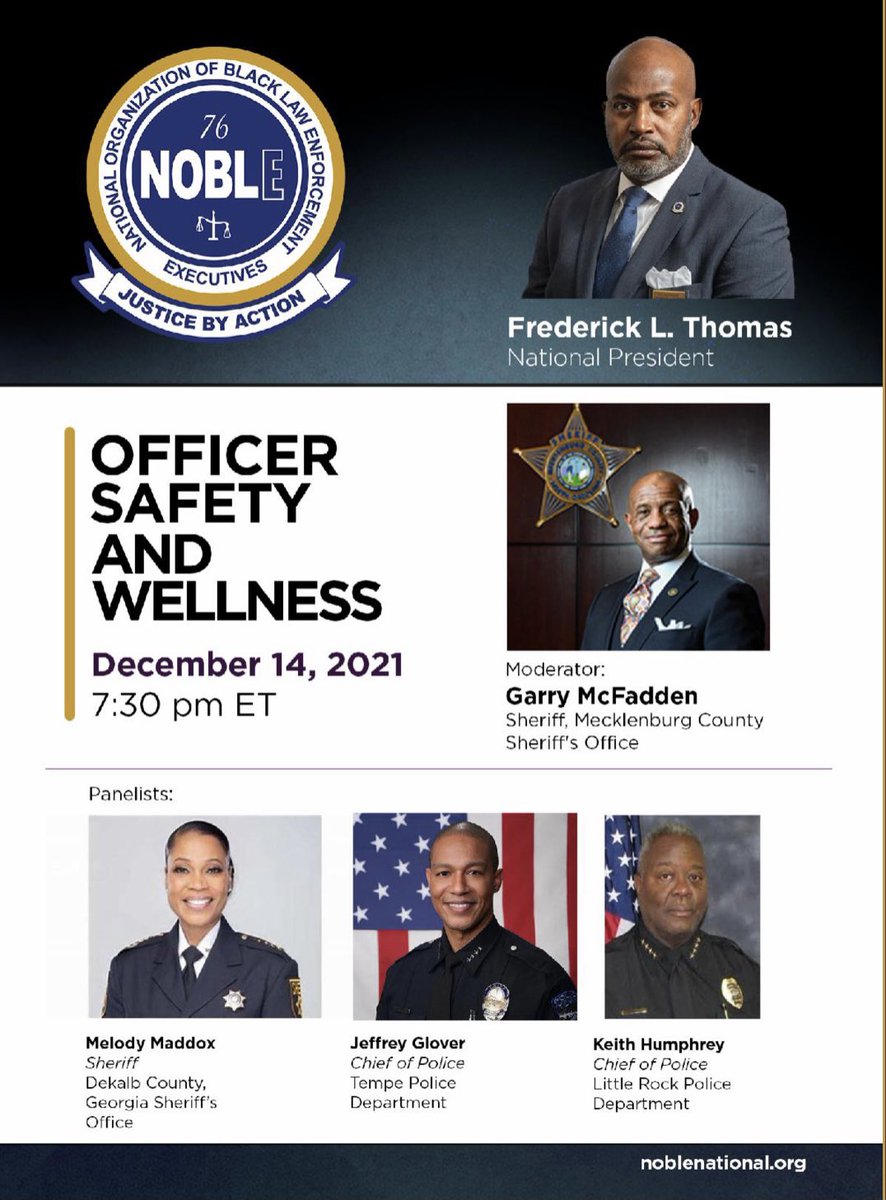 noblenatl's tweet image. The NOBLE Officer Safety and Wellness Virtual Roundtable is scheduled for December 14, 2021, 7:30 pm - 9:00 pm ET. This webinar is being conducted in partnership with DOJ COPS Office. #noble #dojcops 

Click here to register: us02web.zoom.us/webinar/regist…