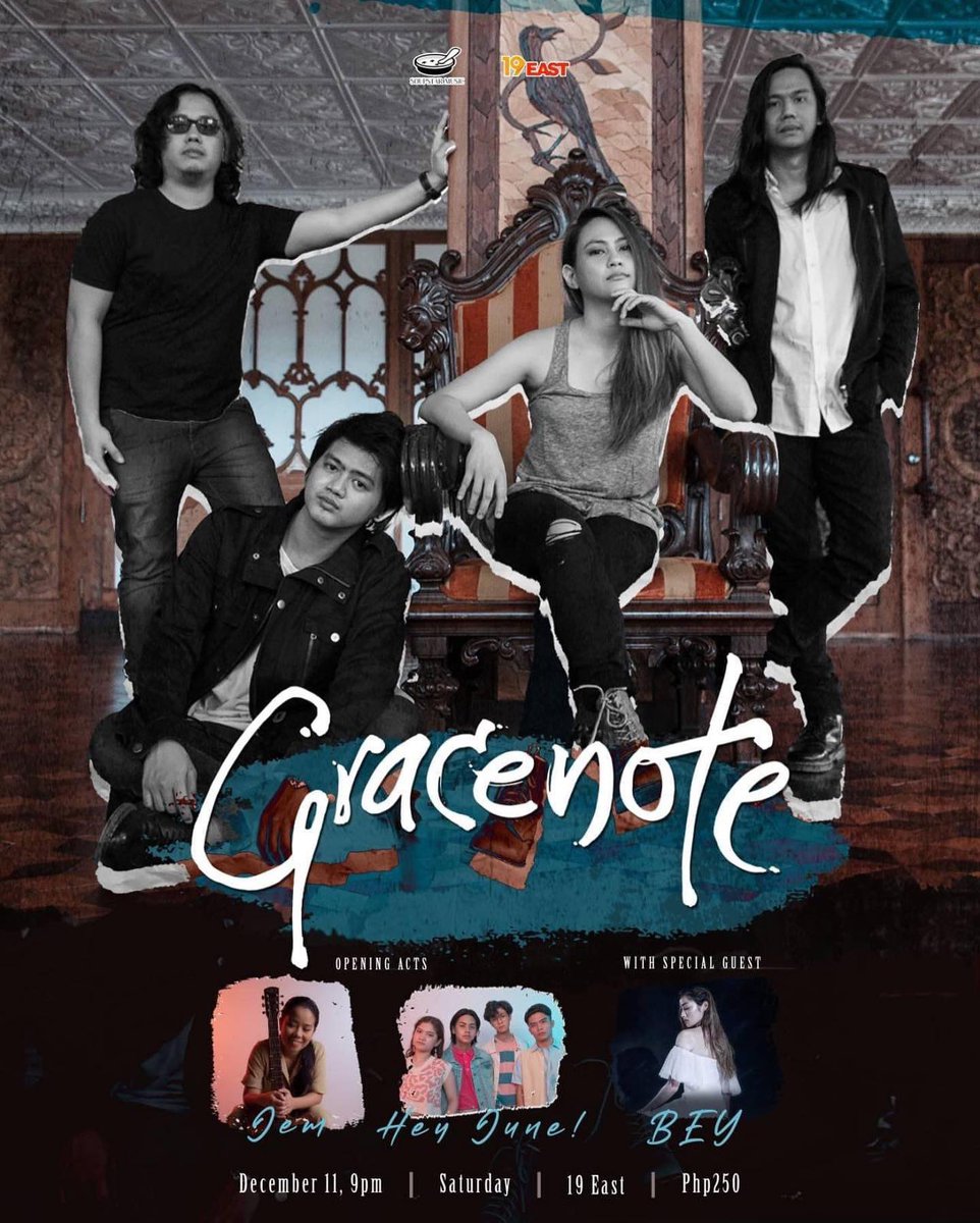Gracenote, Jem, Hey June! &amp; Bey will perform in our garden tonight, Dec. 11. Non-consumable entrance fee is P250. Minimum consumable charge is P500. Seating is first-come, first-served.  Show starts at 9pm. Doors open at 7pm. Guests are required to present proof of vaccination.