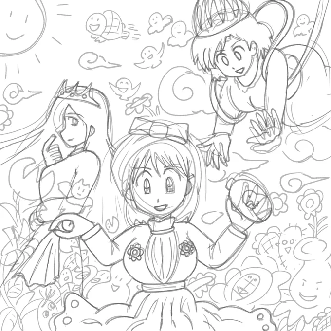 もう下書きからバンバンあげていくスタイルで。3女神…かな?
#落書き #イラスト #アイビスペイント #下書 #女神 #謎の絵 