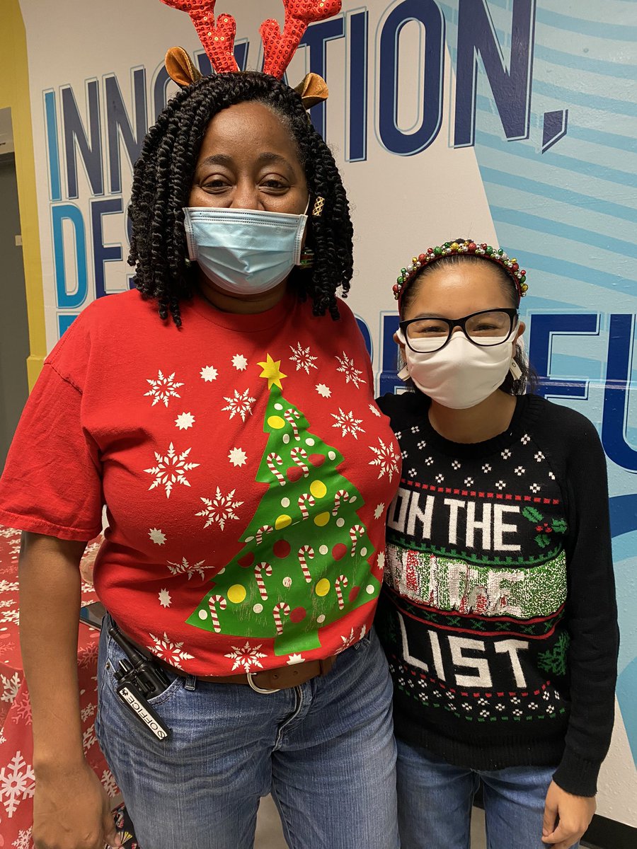 tanyania's tweet photo. On day no. 10 of the #PLPack holiday count down it was suppose to be #UglyChristmasSweater  day, but I 🤔 we just too cute for anything to be ugly about us. 😂😂😂  #ChooseIDEA #DallasISDHoliday @PersonalizeDISD @dallasschools @Ms_Pesina @RaymieVenable @mibroughton https://t.co/slCJ2r768F
