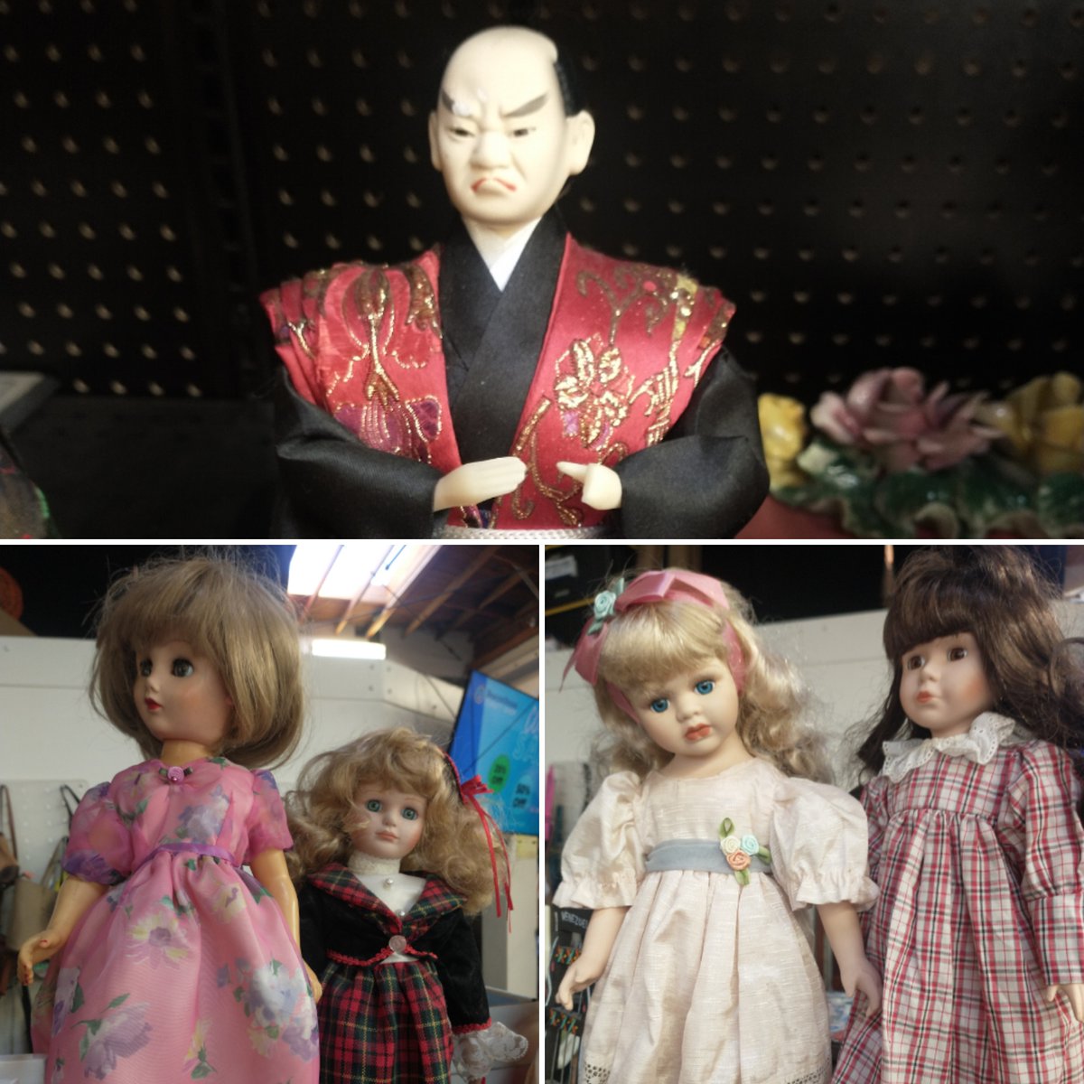 BeaconThrift's tweet photo. That moment when you turn around and
these are staring at you. Hello, doll...
#thrift #thifted #spooky #creepydoll #thrifty
#secondhand #thriftshopfinds #vintage #antiques https://t.co/CGxqdKqpS2