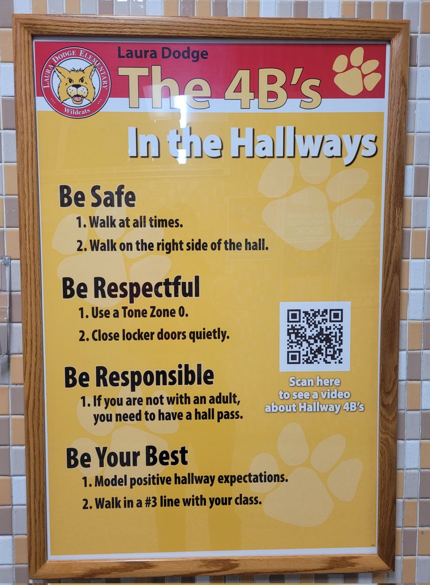 Expectations at <a href="/OPS_LauraDodge/">Laura Dodge Elementary</a> are clear! The QR codes on signage take you straight to a video modeling the expectations, making teaching &amp; reteaching quick and easy. #MTSSB