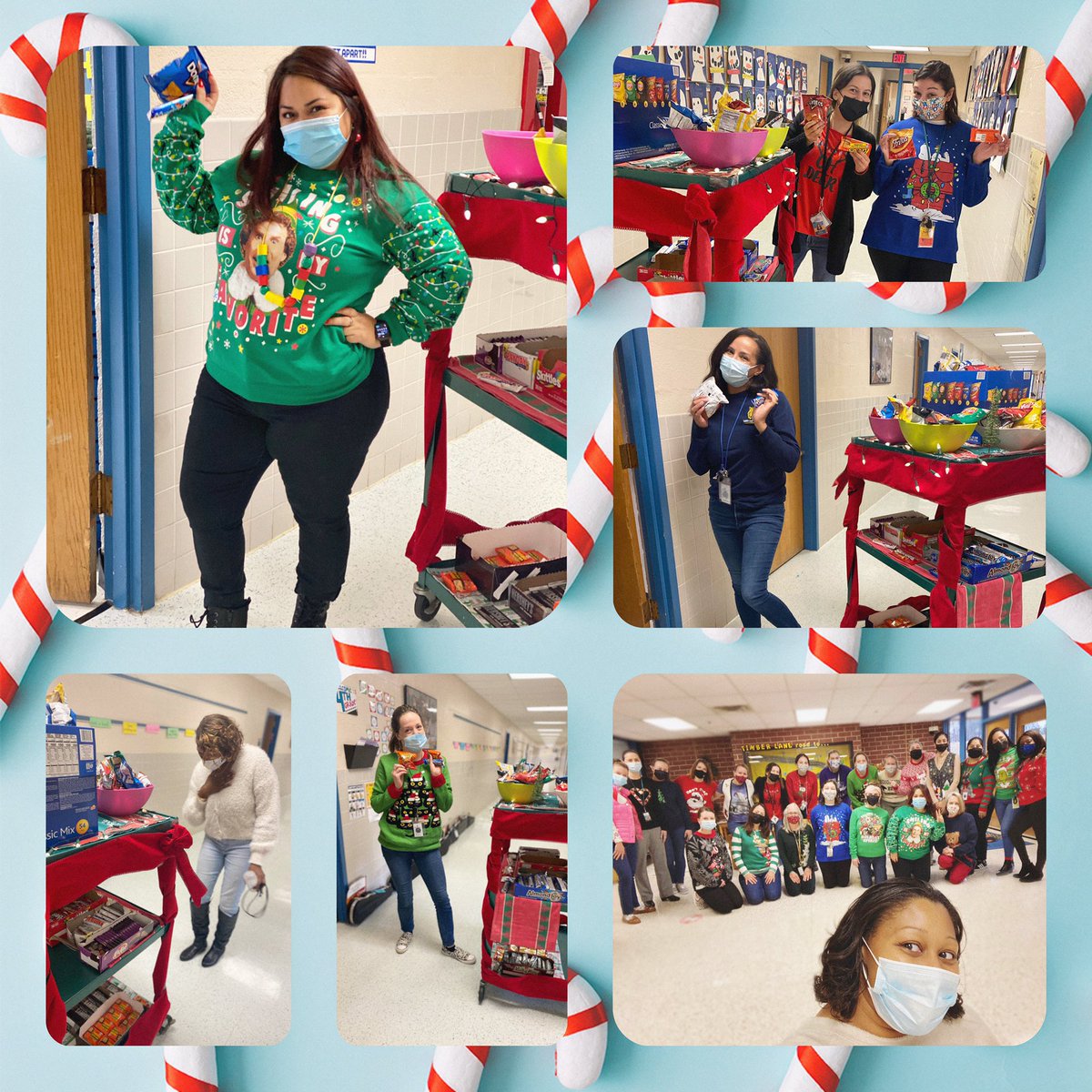 AKAMrsBrownRice's tweet photo. Sweet and salty treats?!... Yes, please!! @PrincipalTLES, @sabanford and I loved watching everyoneβs face (and eyes) light up!! #beststaffever #10daysofcheer #HappyHolidaysTigers π―π@TimberLaneES @FCPSR2 @FCPS_TitleI https://t.co/D6DzdpH7Rz