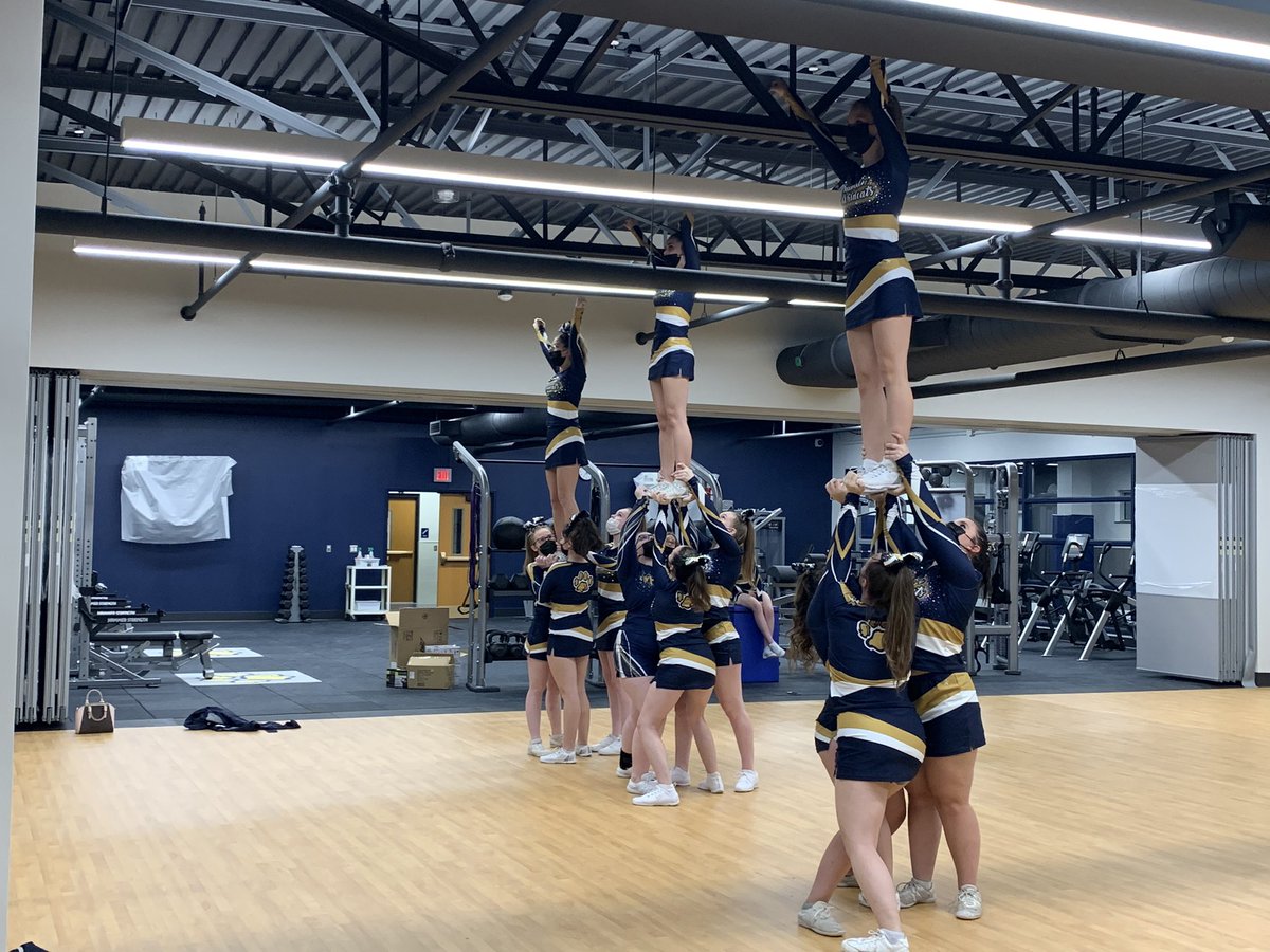 We got to warm up in our new all-purpose room tonight!! 💙💛 #Prideinthepaw