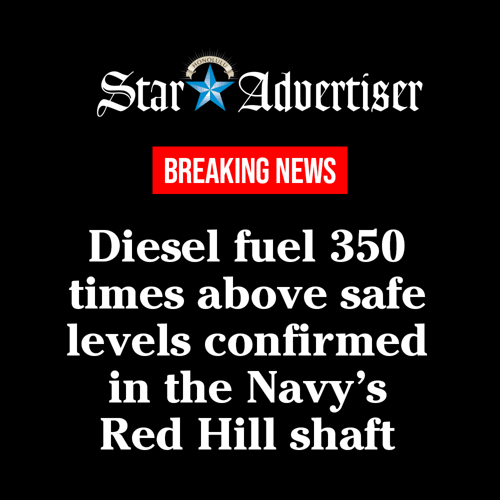 StarAdvertiser's tweet photo. BREAKING: The Health Department says the Red Hill shaft samples also tested positive for gasoline range organics at levels that were more than 66 times the state’s “environmental action level.”
MORE: https://t.co/W364Od1GNY
#hinews #staradvertiser https://t.co/T2cOGD2PDY