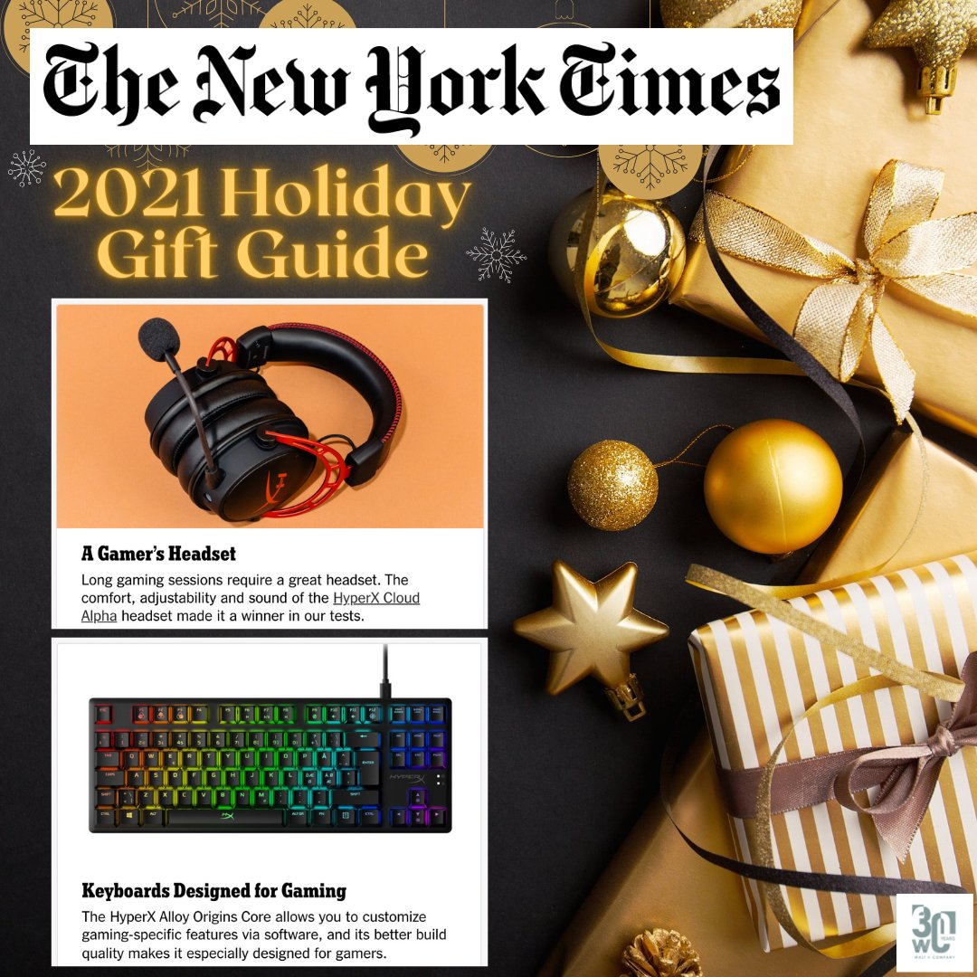 waltcomm's tweet photo. Long #gaming sessions require a great #headset and #keyboard. @nytimes suggests client @HyperX's Cloud Alpha and Alloy Origins Core in its #2021 #Holiday #GiftGuide. https://t.co/39inVtobaL #HyperX #cloudalpha #gamingheadset #alloyorigins #gamingkeyboard #clientcoverage https://t.co/ZaknsNzFFN