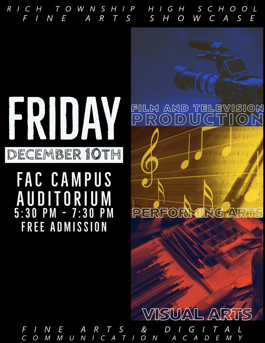 Happening Now! Stop by the Rich Township High School Fine Arts Campus to experience the EXTRAORDINARY talent of our Rich Township students and instructors.