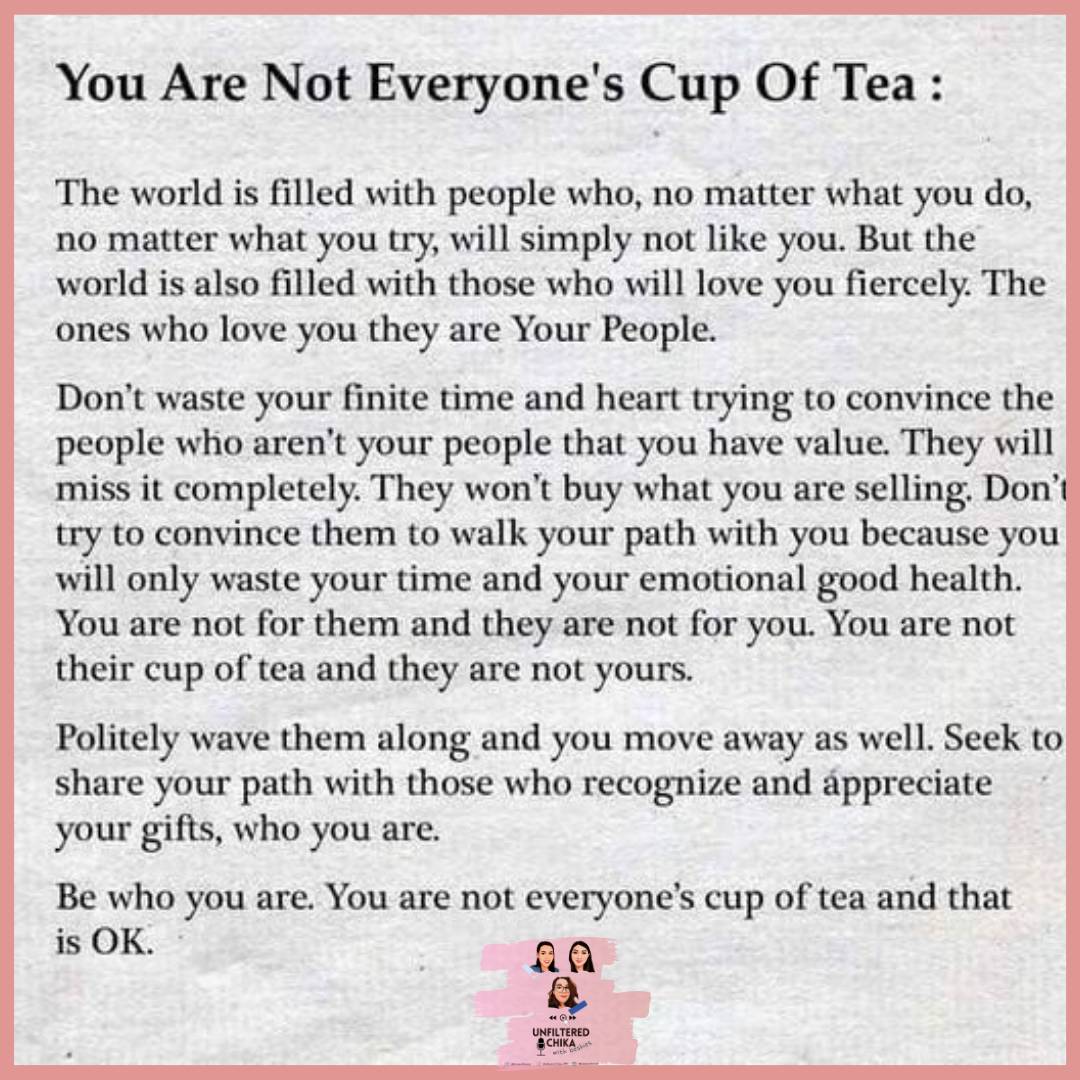 ChikaUnfiltered's tweet photo. "The ones who love you: they are your people" 
.
.
.
🎧Listen to this episode https://t.co/0K069Pp5LY
#Podcastersyern #happythursday  #notforeveryone
#wearenoteveryonescupoftea https://t.co/s34vg81N9c